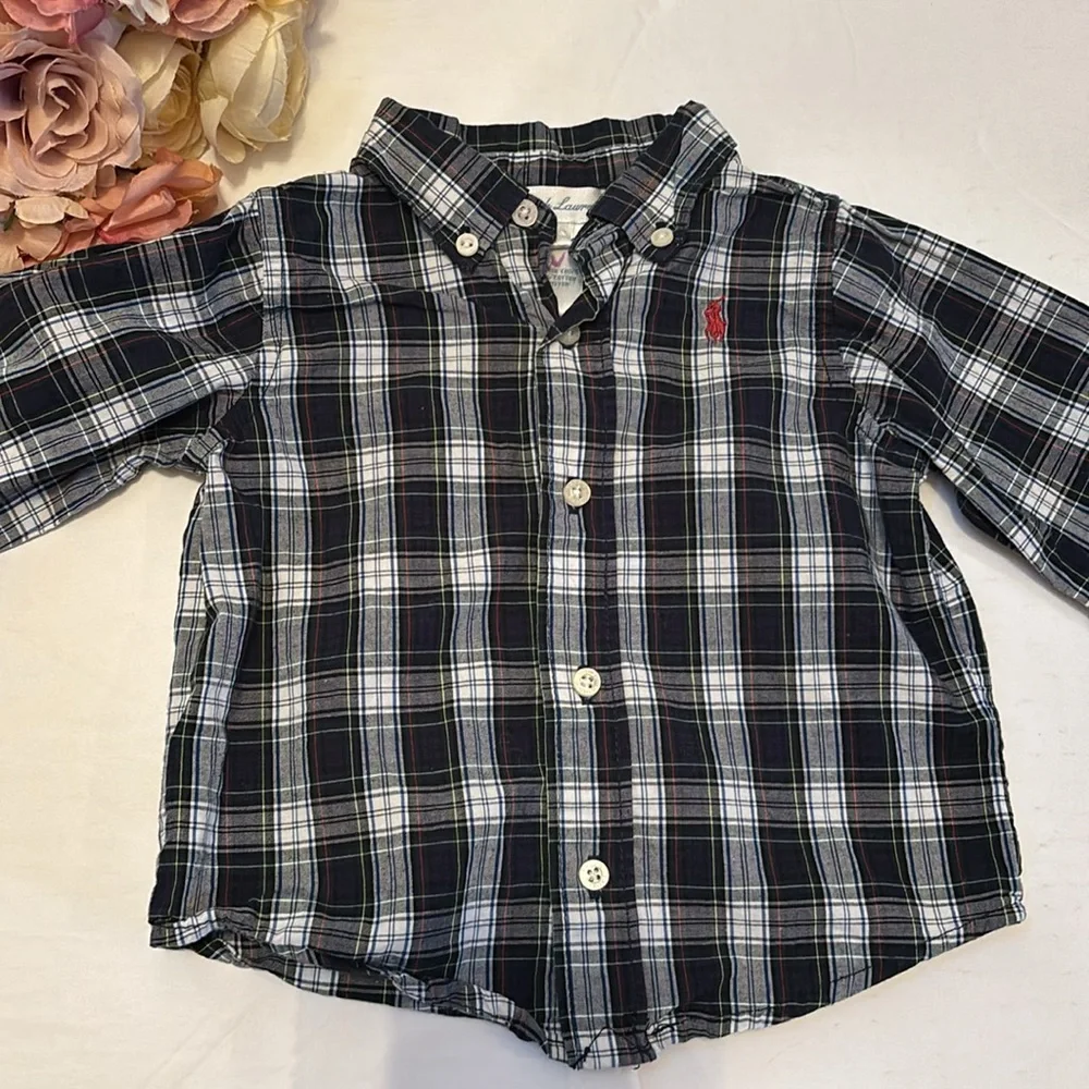 Ralph Lauren Plaid Cotton Poplin Shirt 9M Boys Ralph Lauren 9 month plaid